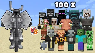 FERROUS WROUGHTNOUT vs All mobs in Minecraft x100 - Ferrous Wroughtnout vs every mob 1v100