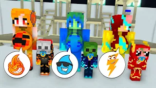 MONSTER SCHOOL : CUTE SUPER ELEMENTAL HERO CHALLENGE - MINECRAFT ANIMATION