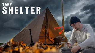 Warm And Dry In A Tarp Shelter | Silverant Wood Stove