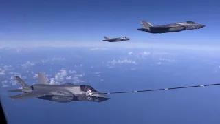 Atlantic Trident US Marine Corps F-35B Lightning II's with Air-to-Air Refueling