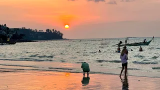 [4K] 🇹🇭 Relaxing Beach Walk At Sunset | Kamala Beach | Phuket Thailand | 2023