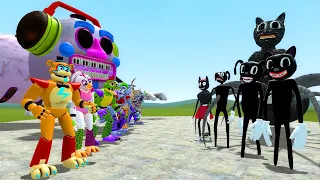 SECURITY BREACH ANIMATRONICS VS ALL CARTOON CAT, CARTOON DOG!! Garry's Mod Sandbox [FNAF]