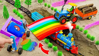 Top diy tractor making mini rainbow concrete bridge | diy mini crane harvest firewood | HaiPhog Mini