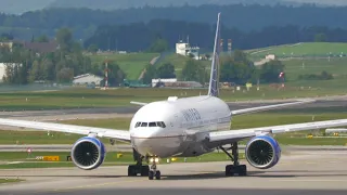 United Airlines Boeing 777-200 [N224UA] takeoff at Zurich Airport