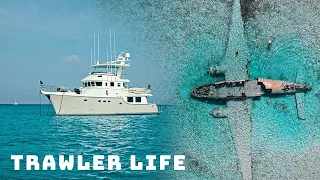 TRAWLER LIFE! Plane wreck and cruising UNDERWAY in The Bahamas! #139