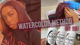 How to Dye Hair Burgundy in TEN Minutes | Watercolor Method | CENHIEE HAIR | HarrahMoet