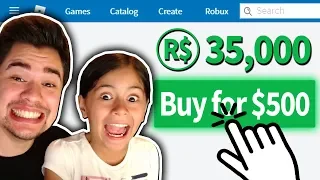 GIVING MY LITTLE SISTER 35,000 ROBUX!! *$500+ WORTH!* (Roblox)