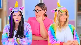 10 DIY Bunte Einhorn Schulsachen vs Dunkle Einhorn Schulsachen - Wettbewerb!