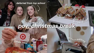christmas break vlog: heatless curls, college deferral, work day, gingerbread houses & more