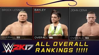 EVERY SUPERSTAR OVERALL RANKING !! - WWE 2K17 FULL ROSTER 1080p*