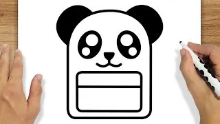 COMO DESENHAR UMA MOCHILA DE PANDA KAWAII