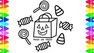 HAPPY HALLOWEEN COLORING! How to Draw Candy| Trick or Treat| Coloring Book for Kids| Colored Markers