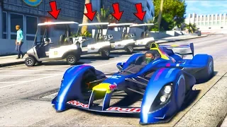 I replaced all cop cars with golf carts and then robbed a bank!! (GTA 5 Mods - Evade Gameplay)