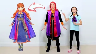 DESAFIO ARRUME-SE COMIGO - ANNA do FROZEN 2 ★ Transformei a Mamãe na Boneca da Anna do Frozen II