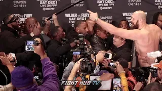 DEONTAY WILDER & TYSON FURY ALMOST FIGHT ONSTAGE DURING FINAL PRESS CONFERENCE FACE OFF!