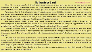 Textes en français : Ma journée de travail - un récit au passé