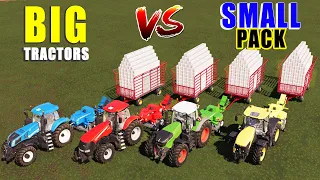 BIG TRACTORS vs SMALL PACK | Small Press Bale Making and Automatic Loading! Farming Simulator 19