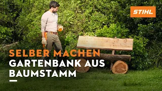 Selber machen: Gartenbank aus Baumstamm