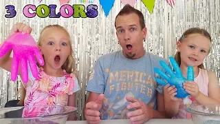 Mystery Box of Slime Gloves Challenge! 3 Colors of Glue!!!