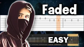 Alan Walker - Faded - EASY Guitar tutorial (TAB)