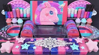 Unicorn Galaxy Slime Mixing Makeup, Eyeshadow Random into slime Satisfying slime video #ASMR #슬라임