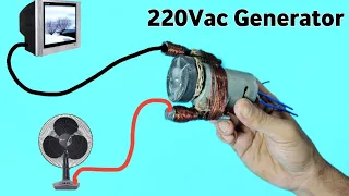 i make 220vac electric dynamo generator at home from magnetic coil and Dc motor