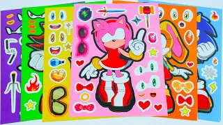 [ToyASMR] Satisfying with Sticker Book Dress Up Sonic the Hedgehog Amy Rose,Tails,Knuckles