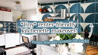 65 Sq Ft Kitchen Makeover *Renter Friendly* | EXTREME BEFORE AND AFTER