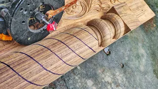 How to carve rope moulding on turning pole.