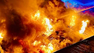 FDNY BOX 2962 ~ FDNY BATTLING MAJOR 5TH ALARM FIRE IN A SUPERMARKET ON UNIVERSITY AVENUE, THE BRONX.