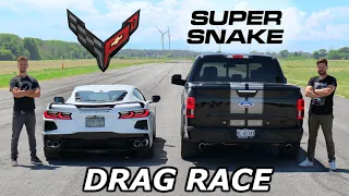 2020 C8 Corvette vs 770HP Shelby F-150 Super Snake // DRAG AND ROLL RACE