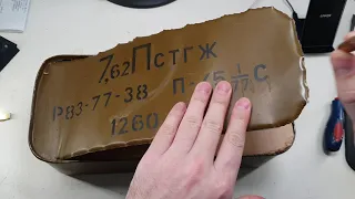 1977 Russian 7.62x25 Tokarev ammo tin unboxing