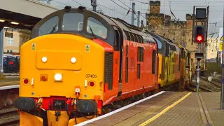 HNRC's 37405 with 37254"Cardiff Canton' at Newcastle running 6K01 Dalreoch - Doncaster Up Decoy Yard