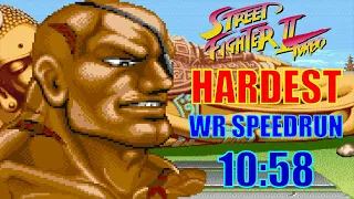 "Street Fighter II Turbo" HARDEST Arcade Sagat WR Speedrun in 10:58