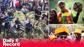 Death-defying cheese rolling race in Gloucestershire won by German YouTuber