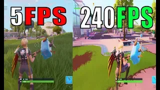 FORTNITE RENDER FPS SETTINGS 5FPS vs 30FPS vs 60FPS vs 120FPS vs 144FPS vs 240FPS