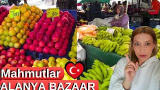 TURKISH BAZAAR İN ALANYA 2024 ! ALANYA  MAHMUTLAR BAZAAR ! ANTALYA TURKISH STREET FOOD 4K TURKEY