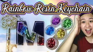 Resin Rainbow Letter Keychain | Geode inspired | Glitters on Resin | Tutorial |Philippines