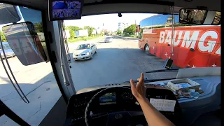 Старт с середины маршрута глазами водителя автобуса. pov driving