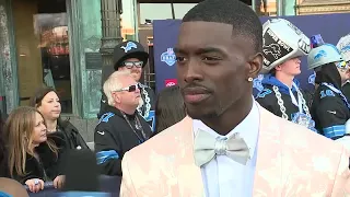 Speaking with Terrion Arnold at the NFL Draft red carpet