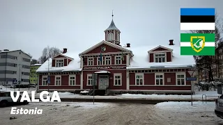 Valga, Estonia. Walking in the city. 4K