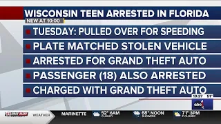 Missing Green Bay teen arrested in Florida after allegedly stealing father’s car
