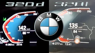 BMW G20 320d vs 320i 0-100 km/h Beschleunigung (60-120mph Acceleration) G21