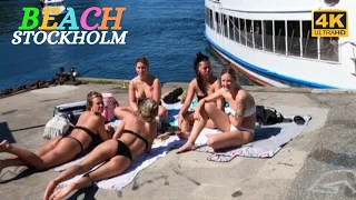 Stockholm - Summer in Sweden - Beach Långholmen - Summer - 4K