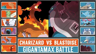 GMAX BLASTOISE vs GMAX CHARIZARD | Gigantamax Starter Pokémon Battle