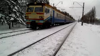 "зимова казка на перегоні" ер9м-549 №6613 київ-коростень перегін Святошин-Біличі