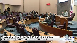 Chaos erupts at Chicago city council special meeting over sanctuary city referendum