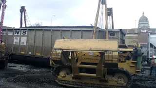 Raine Filming the RJ Corman Crew Lifting Derailed Car onto Tracks Altoona Derailment 4/10/21