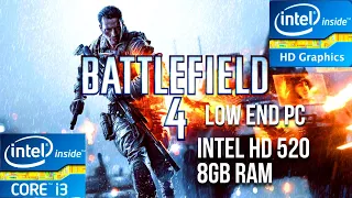 Battlefield 4 Low End PC Test | Intel HD 520 | 8 GB Ram | core i3 6006u