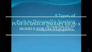 Push-in Speech Therapy Ideas: 9 models for co-teaching